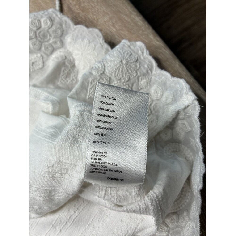 Anthropologie NWT White Embroidered Tank Top Tassel Tie Straps Tiered Boho XS - Picture 6 of 9